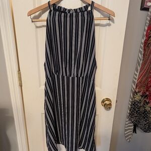Forever 21 Navy and White Striped Midi Dress